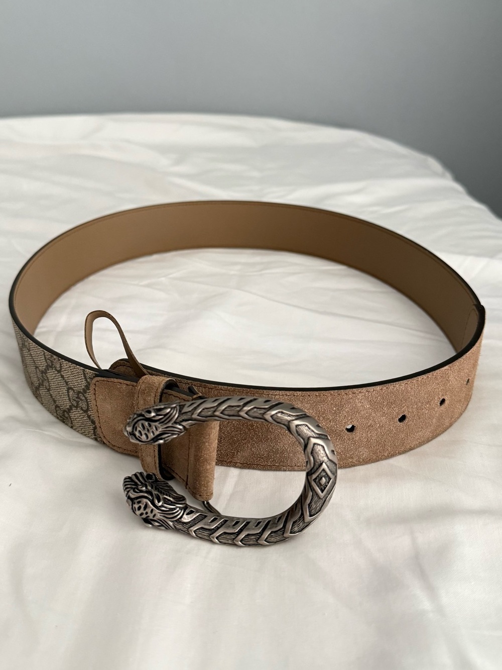 Gucci Dyonisus belt in beige leather and suede